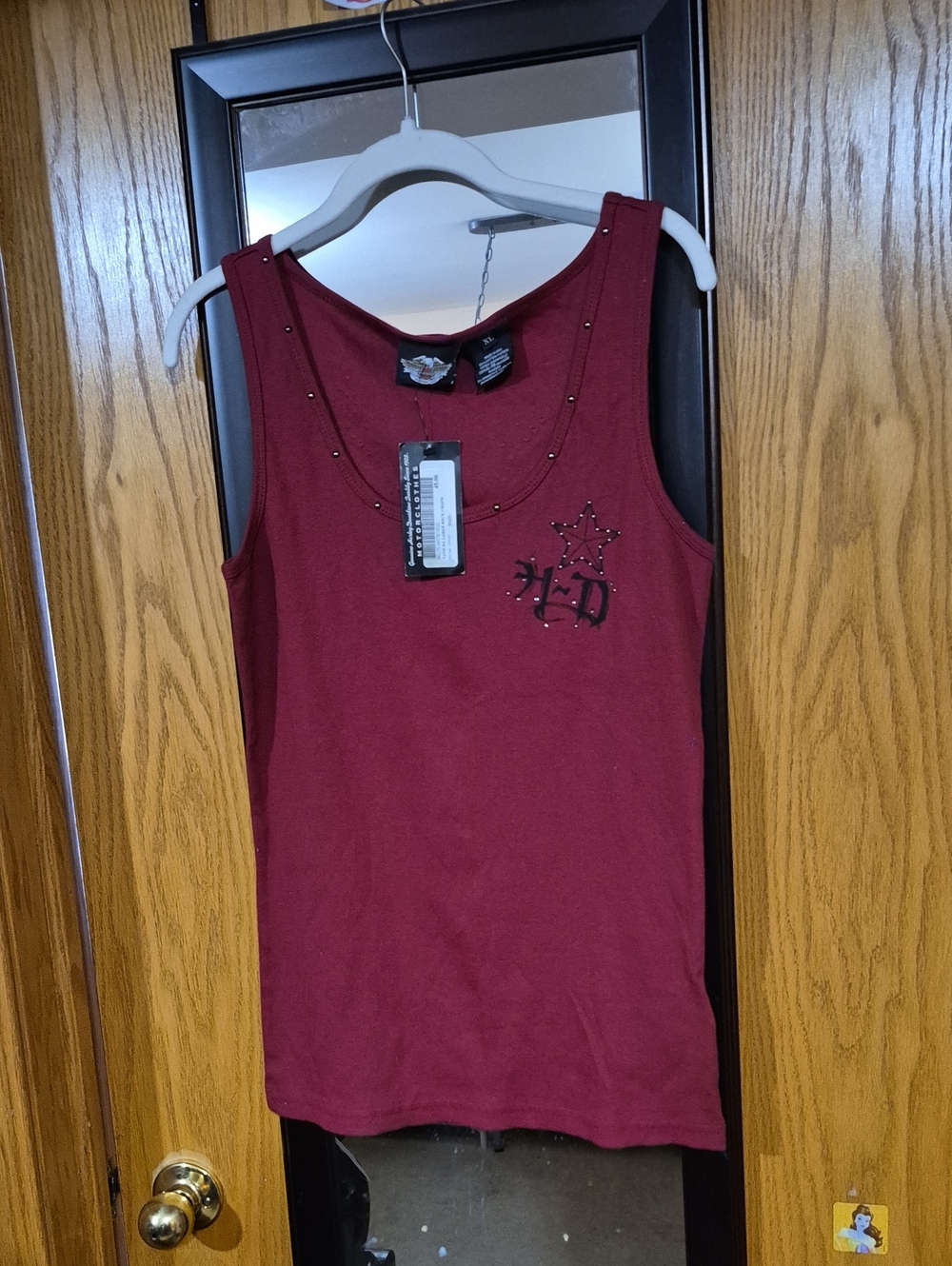 Harley-Davidson Burgundy Sleeveless Tank with Stud Accents